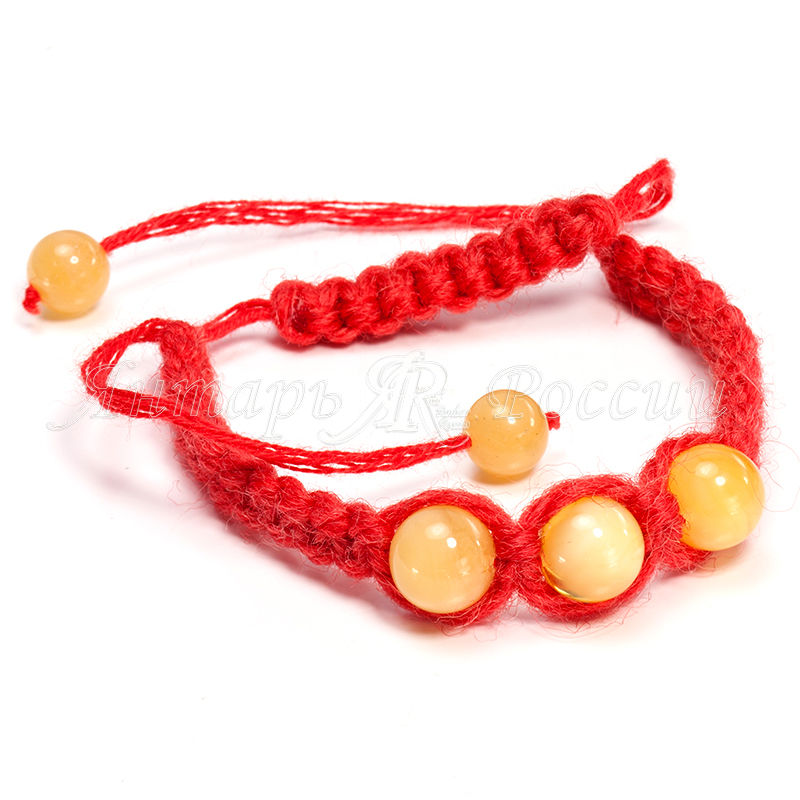 Браслет-оберег "Рэд" из Янтаря на шнурке арт 3313003007939 в магазине Янтарь России, фото