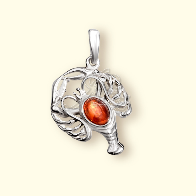Подвеска Посеребрение, янтарь